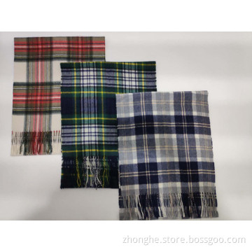 High Quality  thin-style classic check cashmere scarf